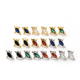 Cubic Zirconia Star Stud Earrings, Brass Jewelry for Women, Cadmium Free & Nickel Free & Lead Free