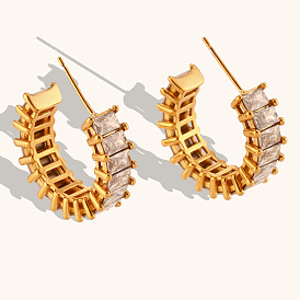 18K Gold Plated CZ Hoop Earrings - Chic Minimalist Jewelry for Women
