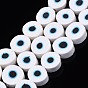 Handmade Polymer Clay Beads Strands, Flat Round with Evil Eye