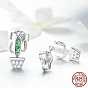 925 Sterling Silver Cubic Zirconia Stud Earrings, with 925 Stamp, Cactus