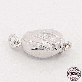 Застежки для ювелирных ожерелий 925 застежки-шкатулки из стерлингового серебра, овальные, 16x7x5 мм, отверстие : 2 мм
