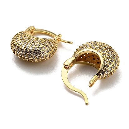 Cubic Zirconia Hoop Earrings, Brass Jewelry for Women, Cadmium Free & Lead Free, Bag