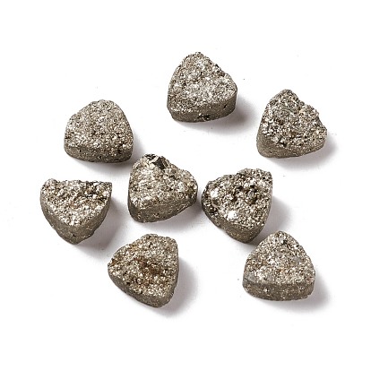 Electroplate Natural Druzy Agate Cabochons, Imitation Pyrite, Triangle