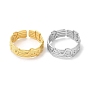 Ion Plating(IP) 304 Stainless Steel Cuff Wide Band Finger Rings, Musical Note Open Rings for Women