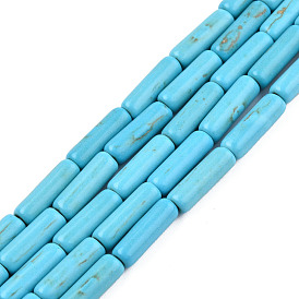 Synthetic Turquoise Bead Strands, Dyed, Tube