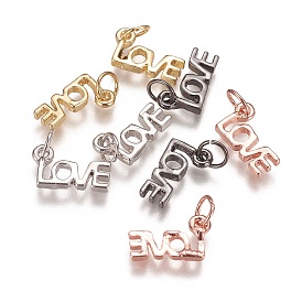 Brass Charms, Long-Lasting Plated, Word LOVE