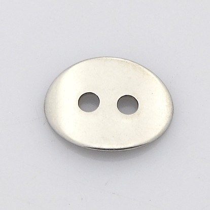 Oval 2-Hole 201 Stainless Steel Buttons, 11x14x1mm, Hole: 2mm