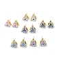 Boucles d'oreilles triangle en verre avec mauvais œil en émail, bijoux en laiton plaqué or véritable 18k pour femmes