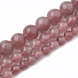 Perlas de cuarzo natural de fresa hebras, rondo