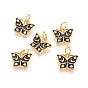Brass Micro Pave Cubic Zirconia Charms, with Enamel, Jump Rings, Butterfly