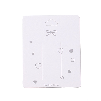 Paper Hair Clip Display Cards, Rectangle with Heart and Bowknot Pattern