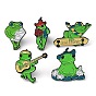 Frog with Glasses/Guitar/Flower Enamel Pins, Electrophoresis Black Alloy Brooches
