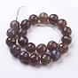 Natural Gray Agate Beads Strands, Faceted, Round