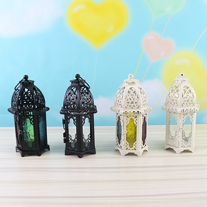 Portavelas de hierro a prueba de viento hueco de castillo vintage, para boda decoración del hogar ramadan regalo