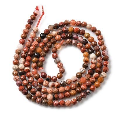 Perles de jaspe arc-en-ciel rouge naturel, ronde à facettes