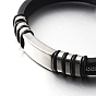 Leather Bracelets, with 304 Stainless Steel Findings and Clasps, Stainless Steel Color, 210x9mm