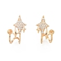 Brass Pave Clear Cubic Zirconia Stud Earring Findings, for Half Drilled Beads, Star, Cadmium Free & Nickel Free & Lead Free
