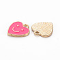 Alloy Enamel Charms, Cadmium Free & Lead Free, Light Gold, Heart with Smile