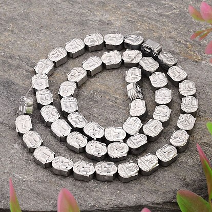 Electroplated Buddha Non-magnetic Synthetic Hematite Bead Strands, 8x7x4mm, Hole: 1mm, about 49pcs/strand, 15.9 inch
