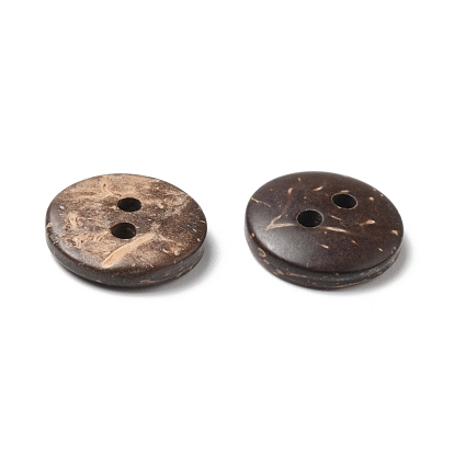 2-Hole Natural Coconut Buttons, Flat Round
