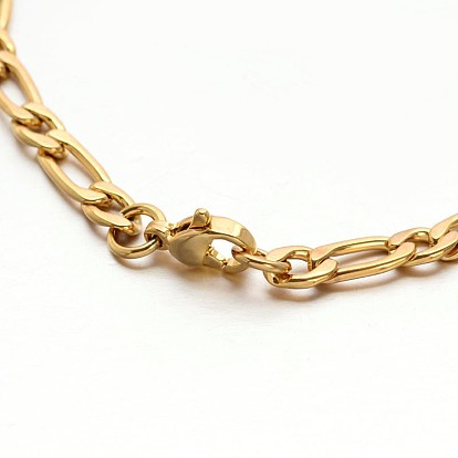 304 Stailess Steel Figaro Chain Bracelets, with Lobster Claw Clasps, 7-7/8 inch(200mm)