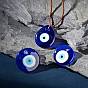 12Pcs 3 Style Handmade Lampwork Evil Eye Pendants, Flat Teardrop & Flat Round