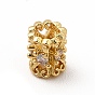 Rack Plating Brass Cubic Zirconia Beads, Cadmium Free & Lead Free, Long-Lasting Plated, Column with Floral Pattern