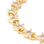 Pulsera de cadenas de eslabones de estrella de circonita cúbica transparente, joyas de latón para mujer, sin plomo y cadmio