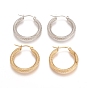 201 Stainless Steel Geometric Hoop Earrings, with 304 Stainless Steel Pins, Hypoallergenic Earrings, Textured, Ring