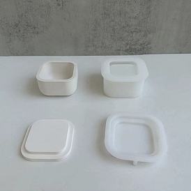 Portavelas cuadrado/redondo y moldes de silicona con tapa, Moldes de resina para yeso y cemento.
