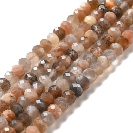 Natural Multi-Moonstone Beads Strands, Faceted, Rondelle