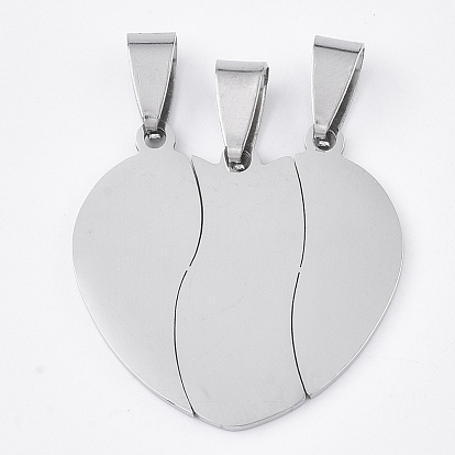 201 Stainless Steel Split Pendants, Heart