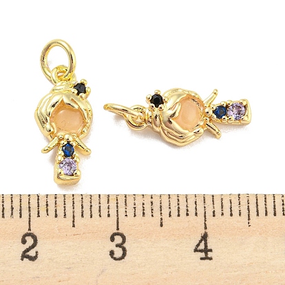 Rack Plating Brass Cubic Zirconia Pendants for Women, Long-Lasting Plated, Lead Free & Cadmium Free