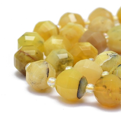 Jaunes naturelles perles d'opale brins, ronde, facette