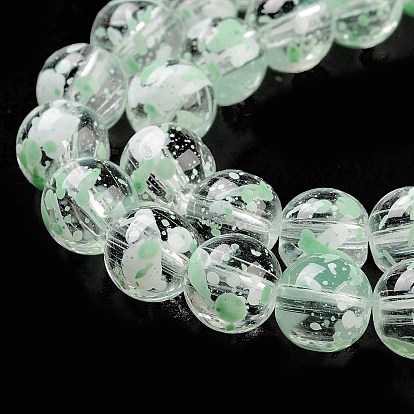 Baking Painted Transparent Glass Bead Strands, Round