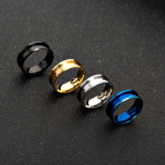 Placage ionique (ip) 201 bagues rainurées en acier inoxydable, anneau de noyau vierge, pour la fabrication de bijoux en marqueterie