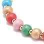 2Pcs 2 Size Natural Wood Round Beaded Stretch Bracelets Set for Kid and Parent