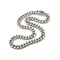 304 Stainless Steel Curb Chain Necklace with Crystal Rhinestone, Resin Evil Eye Clasp Lucky Necklace for Men