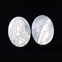Natural White Shell Cabochons, Religion, Oval with Virgin Mary