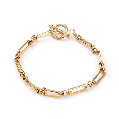 304 Stainless Steel Figaro Chain Bracelets, with Toggle Clasps