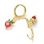 Brass Micro Pave Cubic Zirconia Huggie Hoop Earrings, Strawberry, Cerise