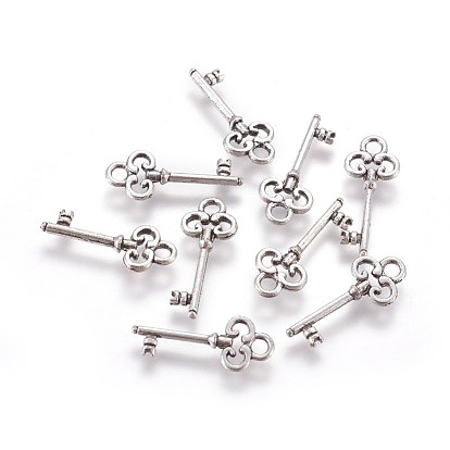 Tibetan Style Alloy Pendants, Skeleton Key, Lead Free & Cadmium Free, 21x8x2mm, Hole: 2mm