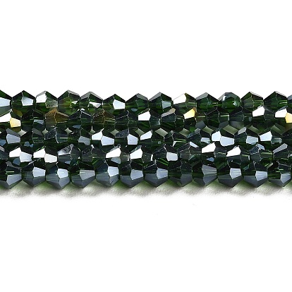 Transparent Electroplate Glass Beads Strands, AB Color Plated, Faceted, Bicone