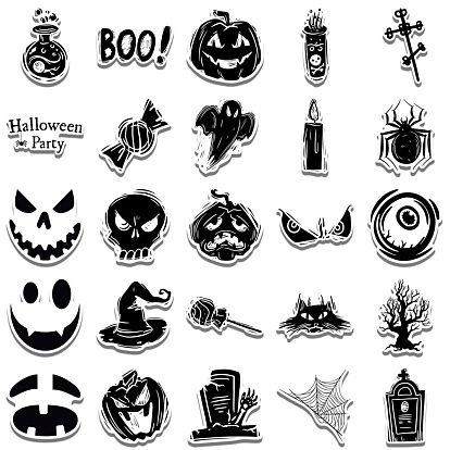 Black Self-Adhesive Picture Stickers, Vinyl Waterproof Decals, for Water Bottles Laptop Phone Skateboard Decoration