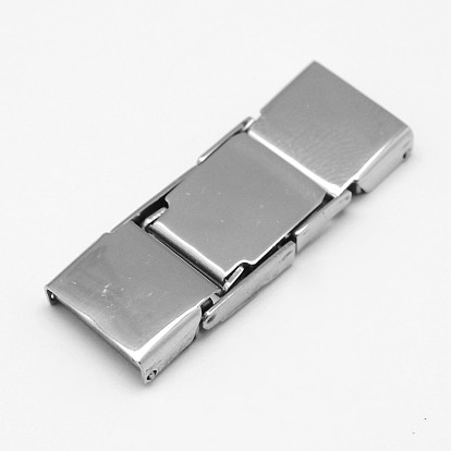 Rectangle 201 Stainless Steel Watch Band Clasps, 33x11x4mm, Hole: 1x10mm