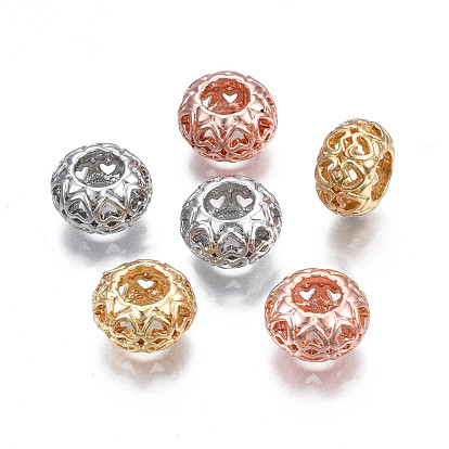 Crémaillère en alliage de placage perles européennes, Perles avec un grand trou   , sans cadmium et sans nickel et sans plomb, rondelle