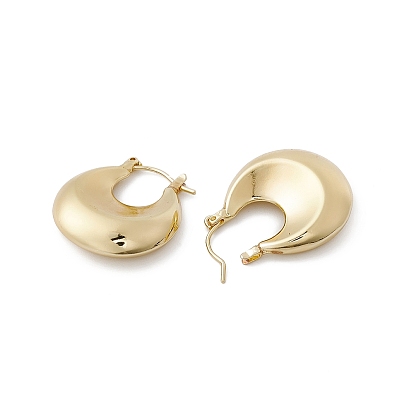 Brass Croissant Thick Hoop Earrings for Women, Lead Free & Cadmium Free