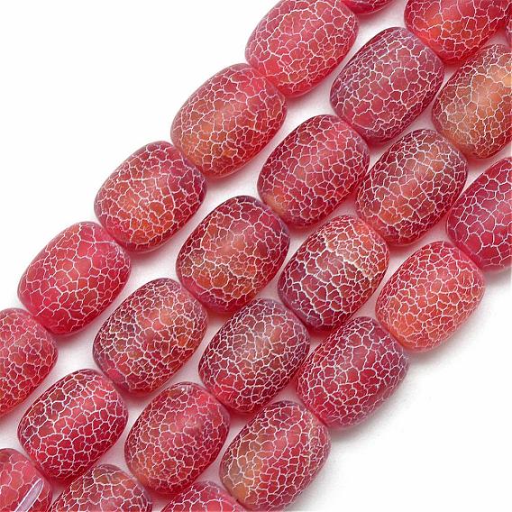 Natural Weathered Agate Beads Strands, Frosted, Dyed, Barrel