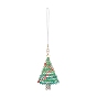 Christmas Glass Seed Beaded Pendant Decorations, Braided Nylon Thread Hanging Ornaments