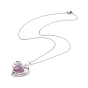 Ожерелья с подвесками из натуральных смешанных камней в форме сердца, 304 ожерелья из нержавеющей стали для женщин
